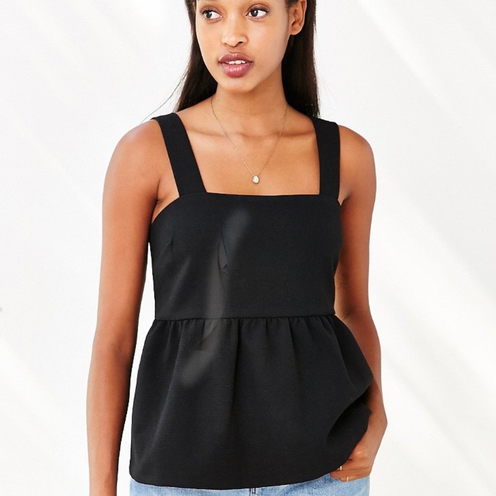 Kimchi Blue Black Banded Peplum Babydoll Tank Top